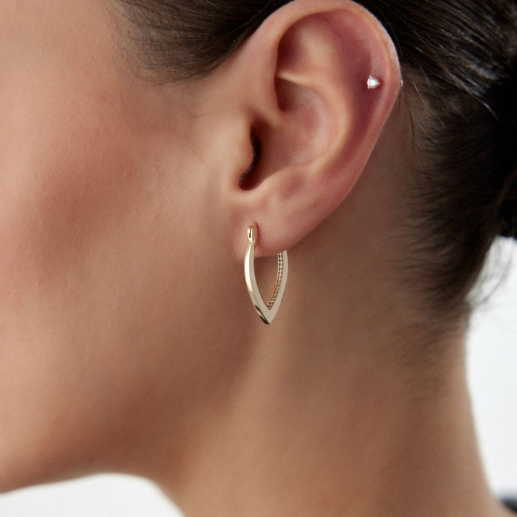 Ok Ucu Halka Küpe | 2.46 Gram 14 Ayar Altın