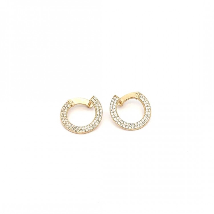 Taşlı Halka Küpe | 2.55 Gram 14 Ayar Altın