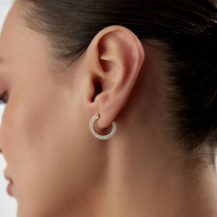 Taşlı Halka Küpe | 2.55 Gram 14 Ayar Altın