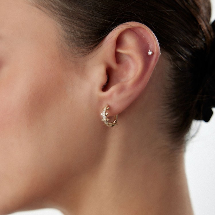 Taşlı Halka Küpe | 2.59 Gram 14 Ayar Altın