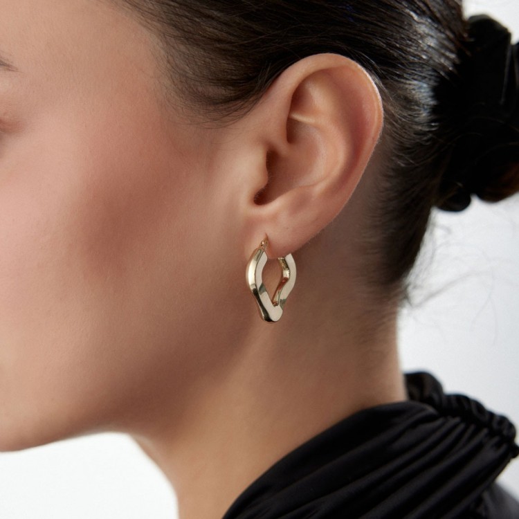 Kıvrımlı Ok Ucu Halka Küpe | 3.08 Gram 14 Ayar Altın