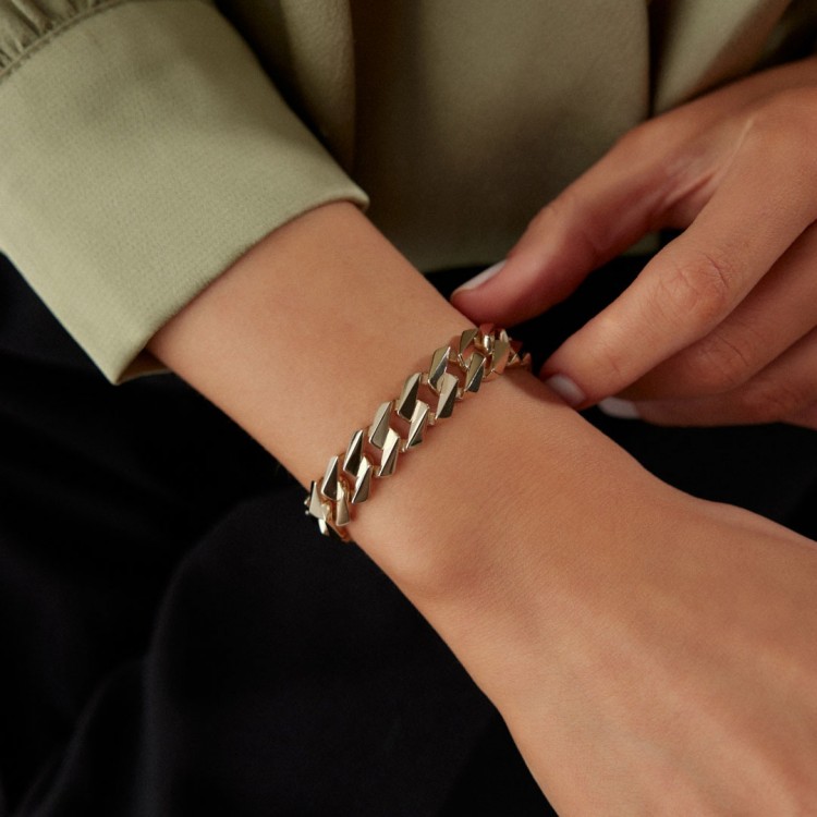 Modern Geometrili Lüks Gurmet Bileklik | 21.48 Gram 14 Ayar Altın