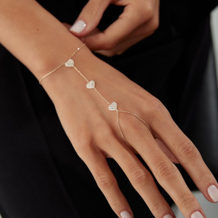 Üç Kalp Şahmeran Bileklik | 2.45 Gram 14 Ayar Altın